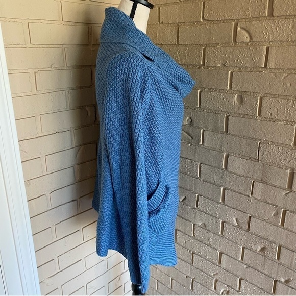 Matilda Jane Envision This Wrap sweater sz Large L Top Blue Chunky knit Cardigan - Picture 9 of 13